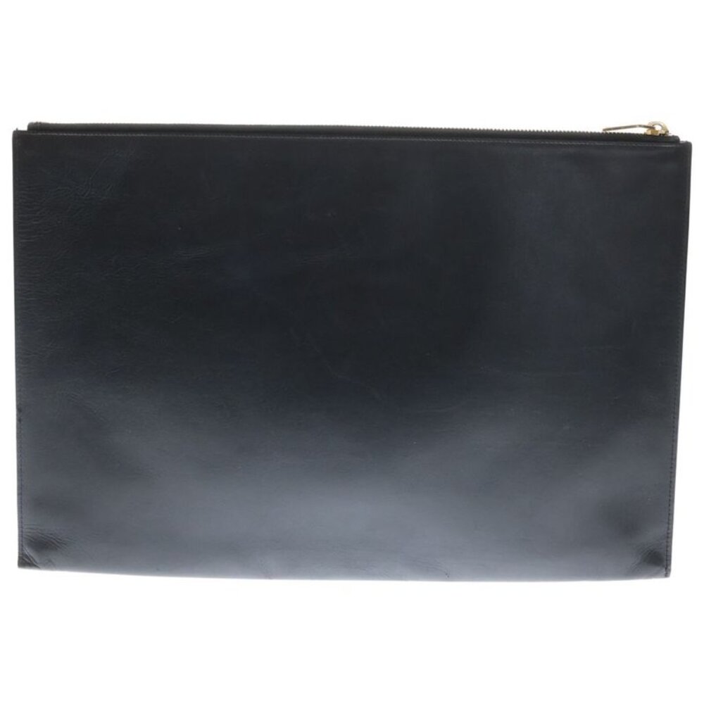 ★SOLD★ Saint Laurent Paris Clutch Bag Second Bag Case Pouch Black Leather - Picture 2 of 6